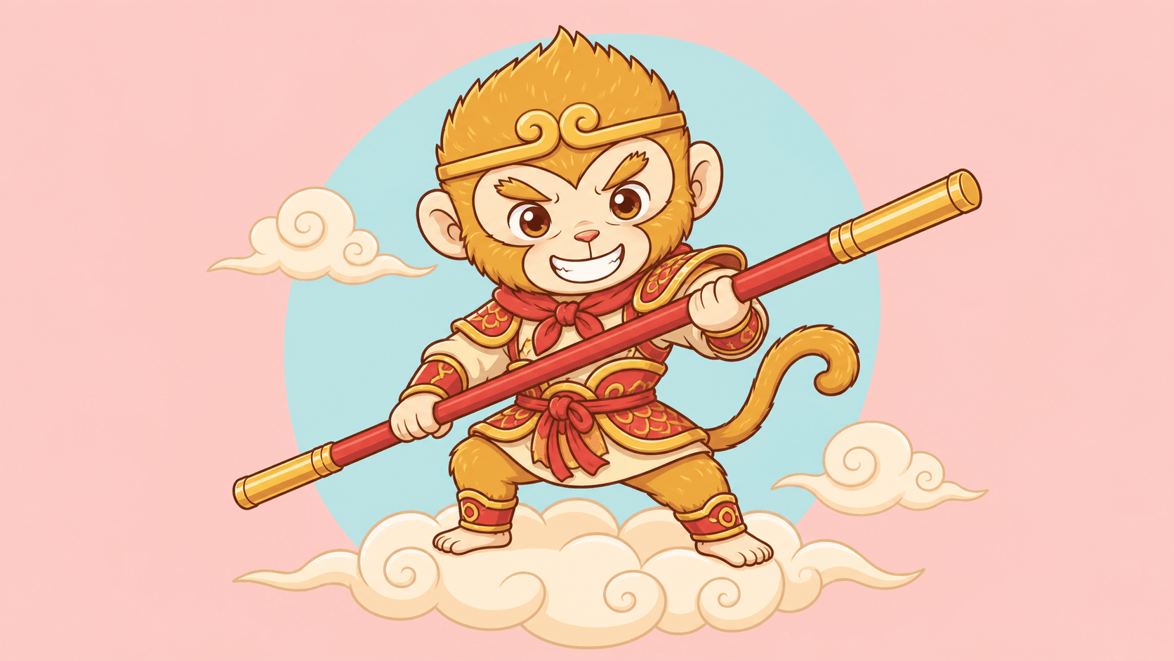 Sun Wukong (孙悟空) - The Monkey King illustration from Chinese mythology